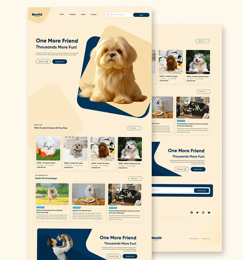 Pet store website design