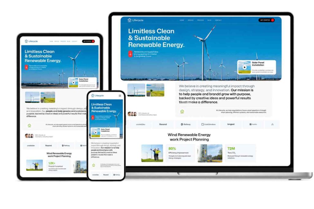 Clean energy busines web design