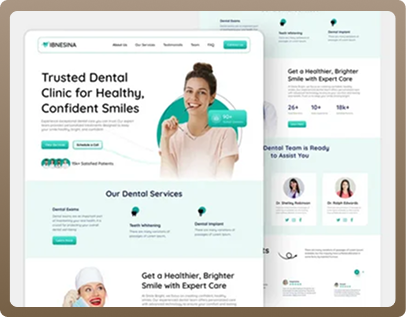 Modern website layout designed for a dental clinic.