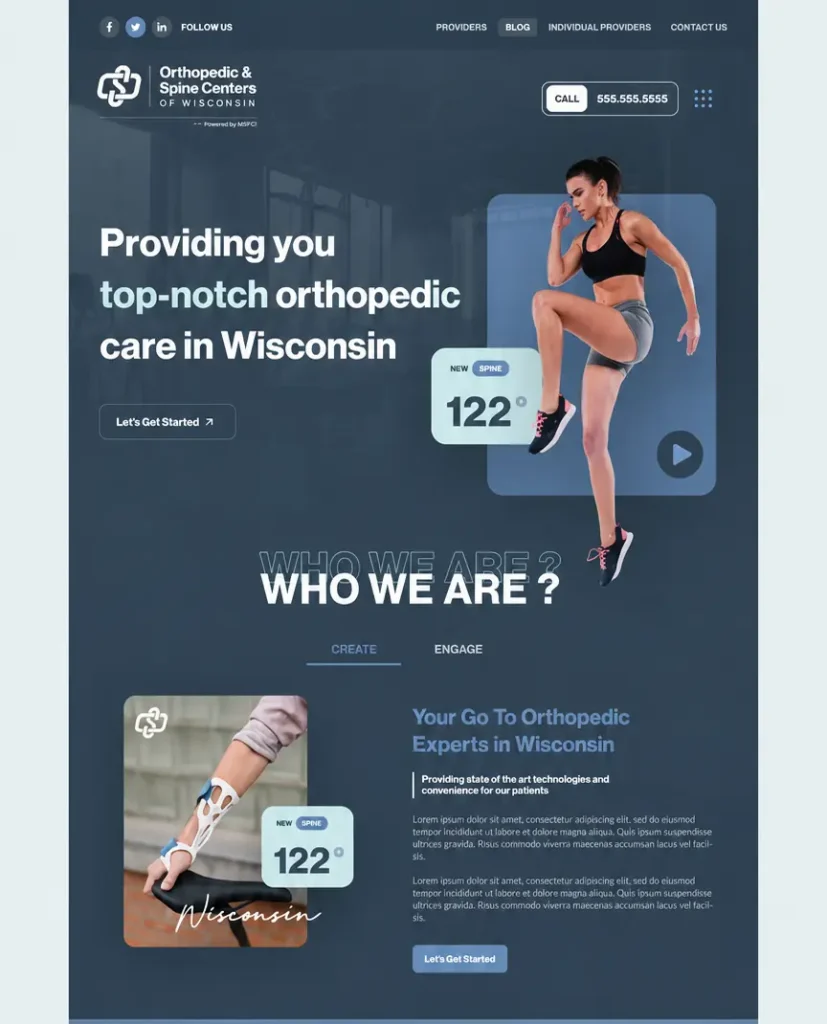 Orthopedic Website Design Clean Modern Patient Focused UI