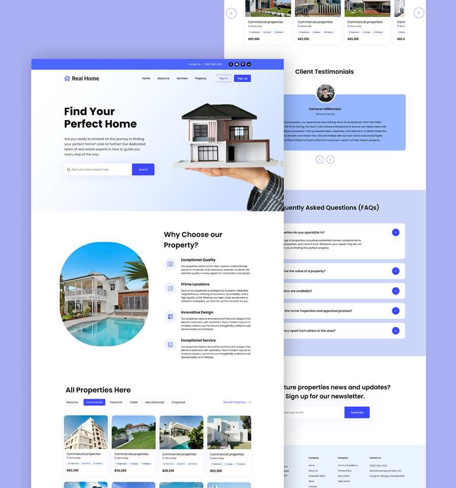 Real Estate Landing Page UI Design