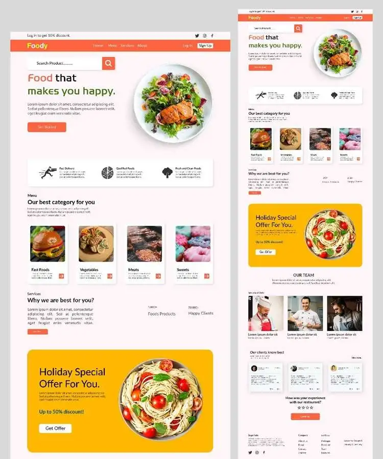 custom website for restaurant, cafe