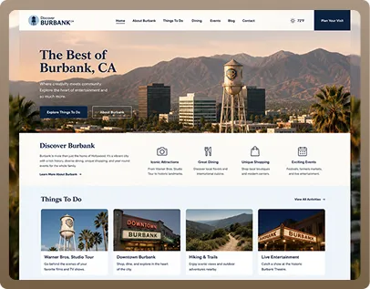official tourism website landing page