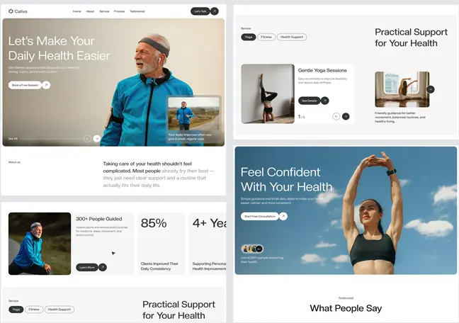 website design for a healthcare or wellness
